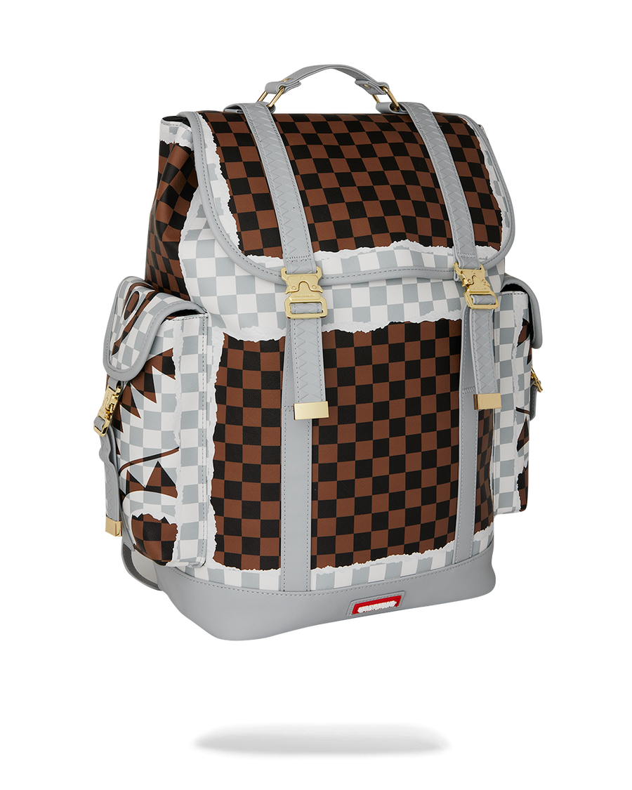 SPRAYGROUND® BACKPACK CREAM AND BROWN TEAR CHECK MONTE CARLO