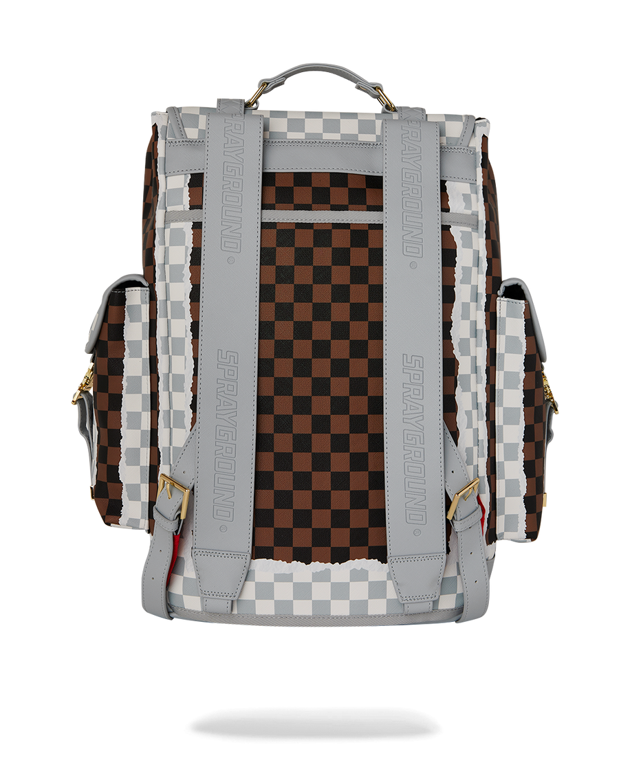 SPRAYGROUND® BACKPACK CREAM AND BROWN TEAR CHECK MONTE CARLO