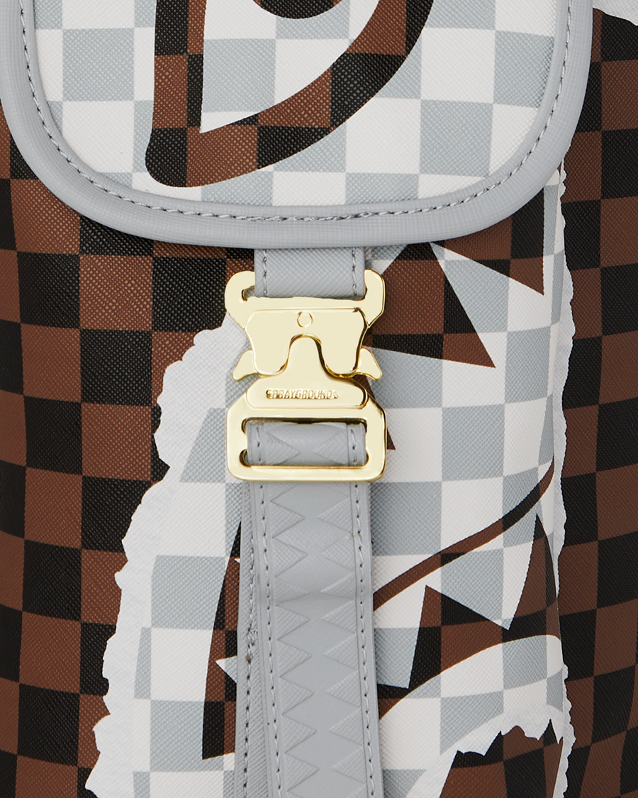 SPRAYGROUND® BACKPACK CREAM AND BROWN TEAR CHECK MONTE CARLO
