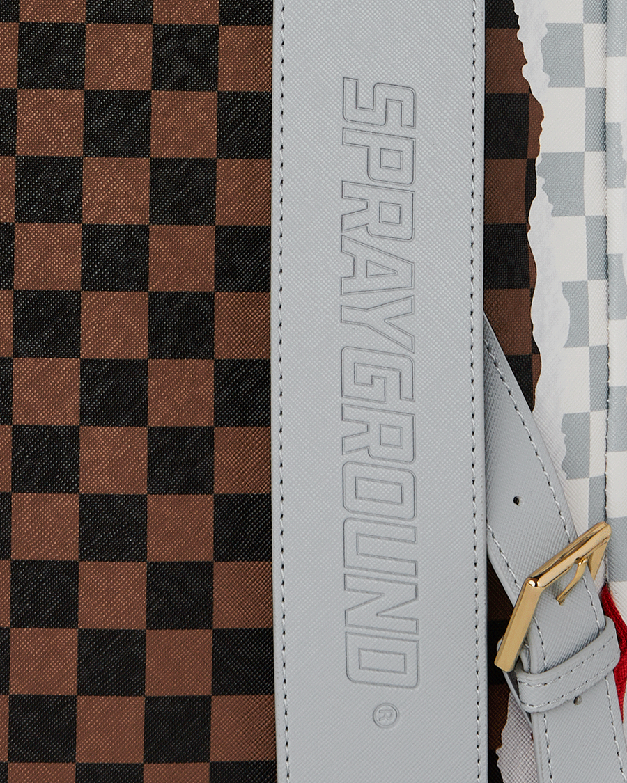 SPRAYGROUND® BACKPACK CREAM AND BROWN TEAR CHECK MONTE CARLO