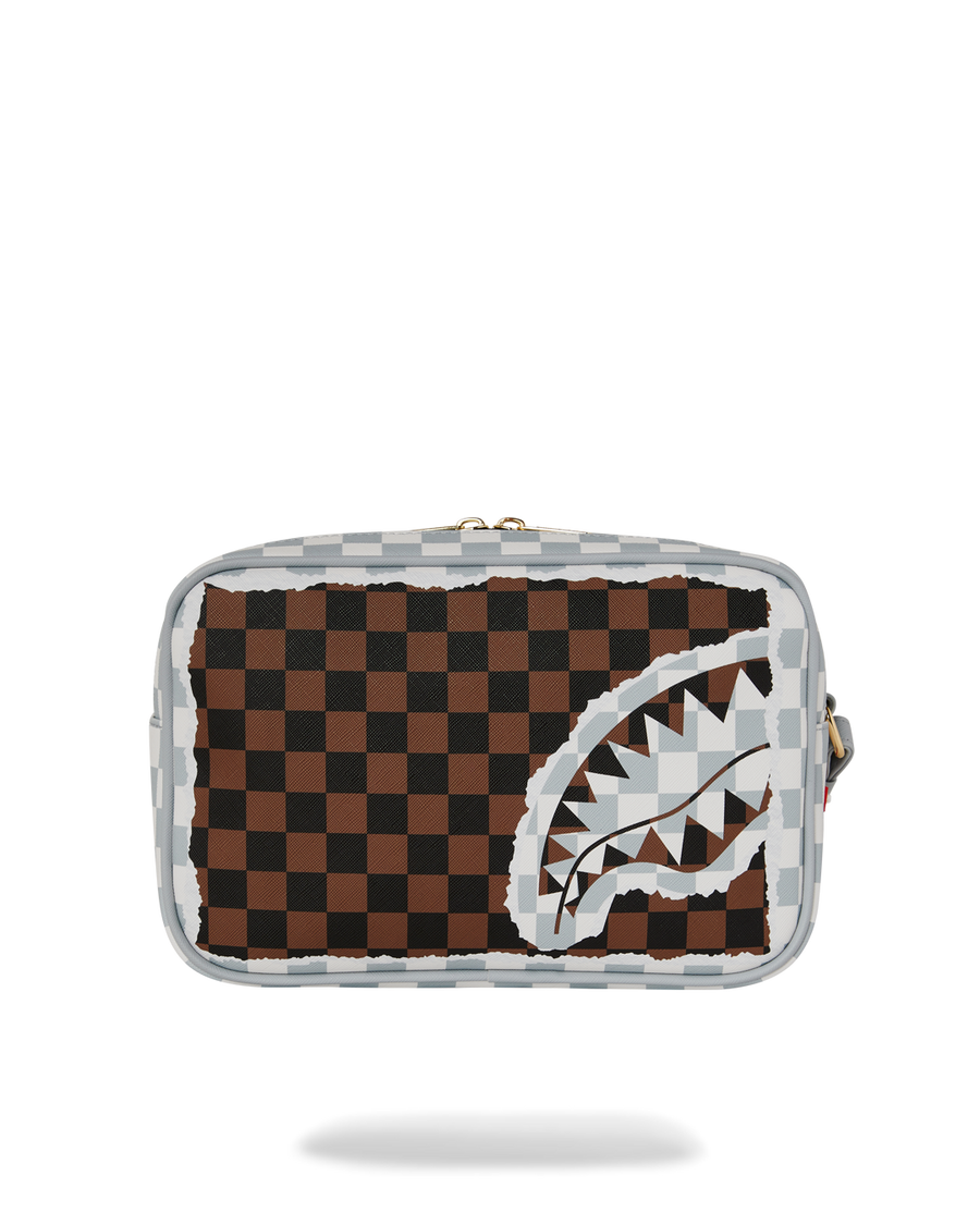 SPRAYGROUND® TOILETRY CREAM AND BROWN TEAR CHECK TOILETRY BRICK