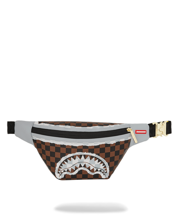 SPRAYGROUND® CROSSBODY CREAM AND BROWN TEAR CHECK SAVVY CROSSBODY