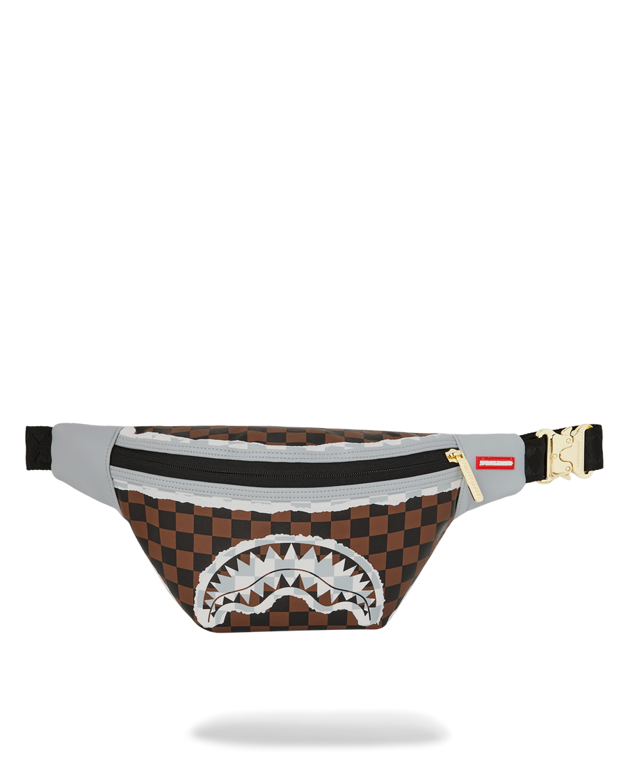 SPRAYGROUND® CROSSBODY CREAM AND BROWN TEAR CHECK SAVVY CROSSBODY