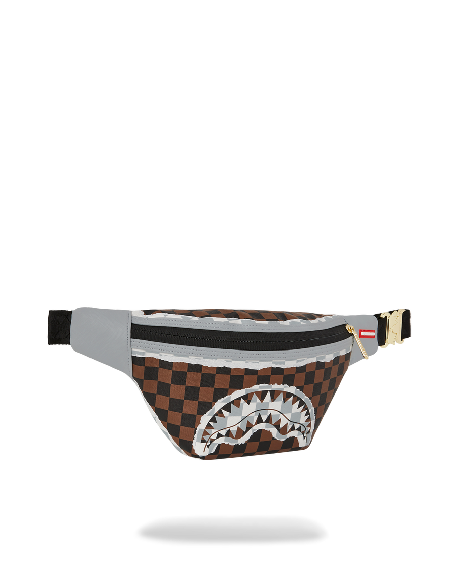 SPRAYGROUND® CROSSBODY CREAM AND BROWN TEAR CHECK SAVVY CROSSBODY