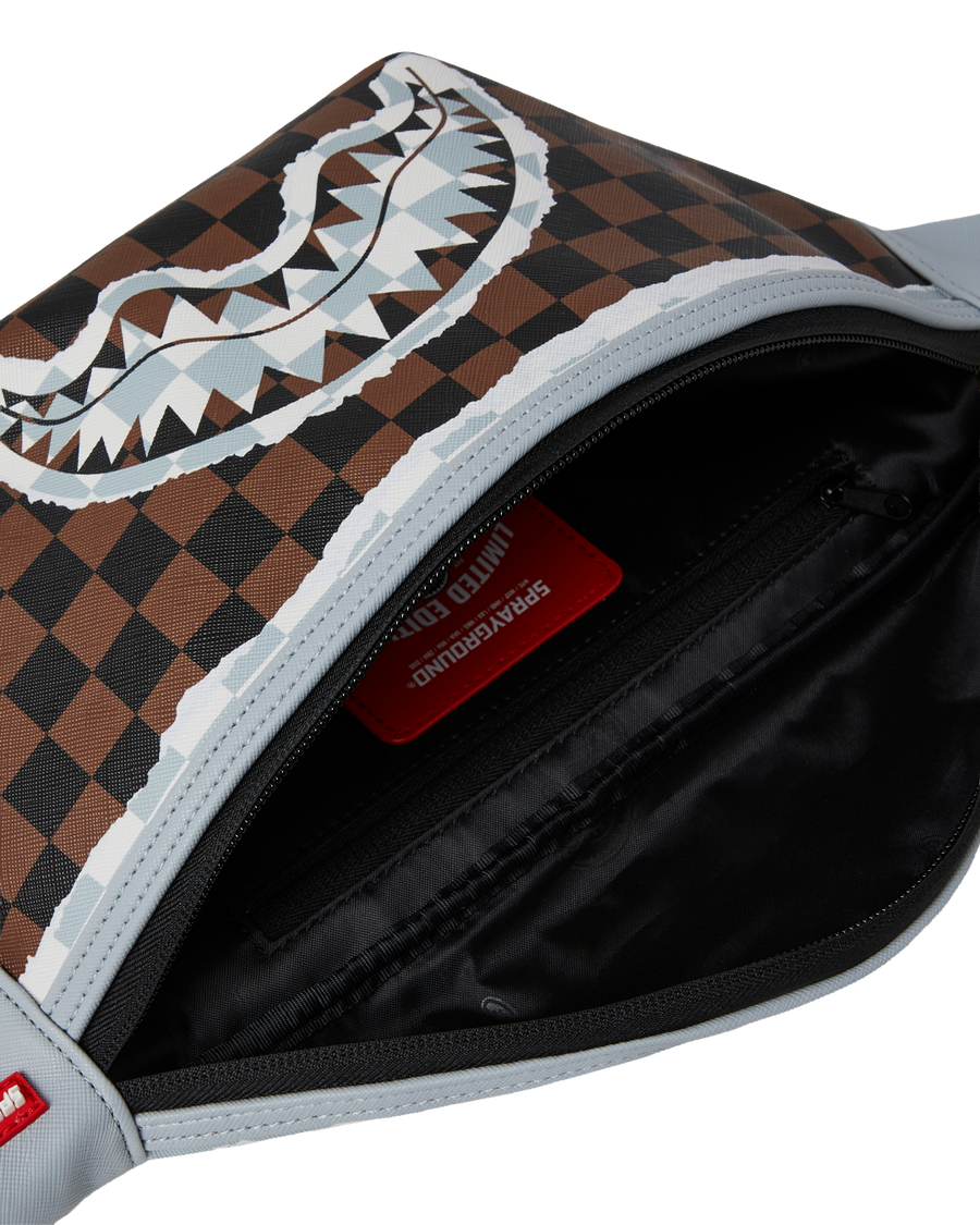 SPRAYGROUND® CROSSBODY CREAM AND BROWN TEAR CHECK SAVVY CROSSBODY
