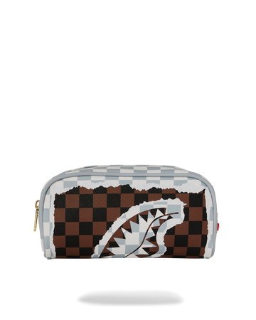 SPRAYGROUND® POUCH CREAM AND BROWN TEAR CHECK POUCH