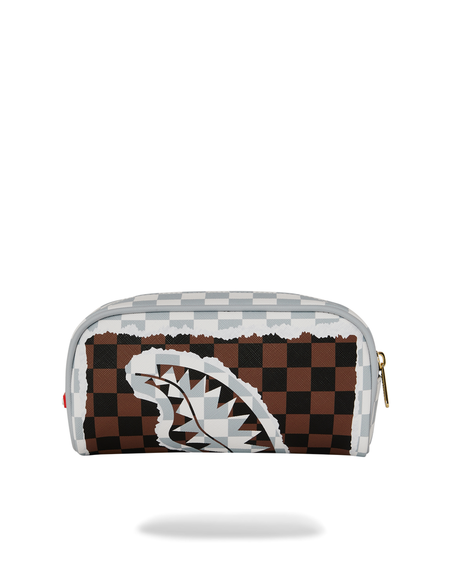 SPRAYGROUND® POUCH CREAM AND BROWN TEAR CHECK POUCH