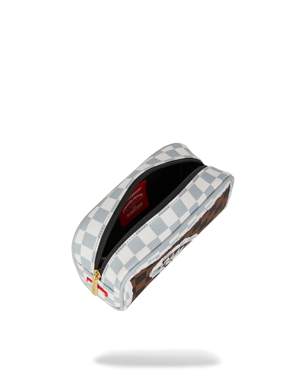 SPRAYGROUND® POUCH CREAM AND BROWN TEAR CHECK POUCH