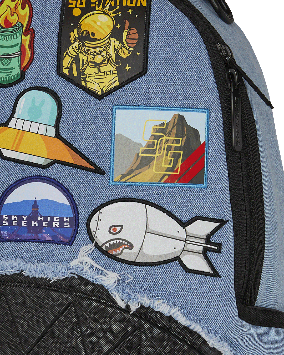 SPRAYGROUND® BACKPACK DENIM TEAR 3 AM PATCHES BACKPACK