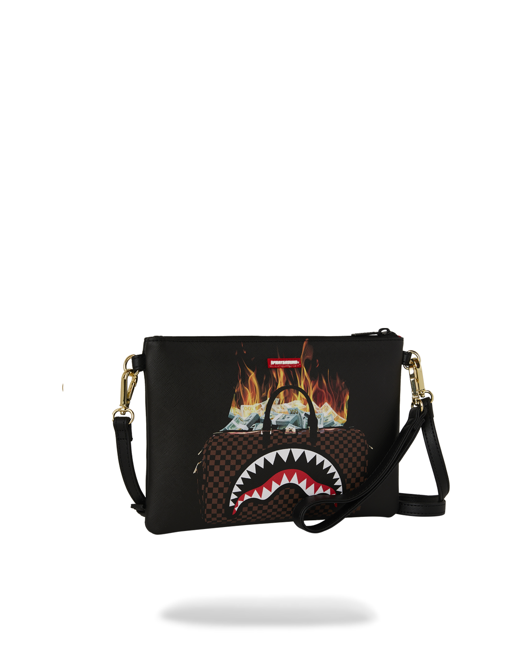 SPRAYGROUND® POUCHETTE BAG OF MONEY ON FIRE CROSSOVER CLUTCH