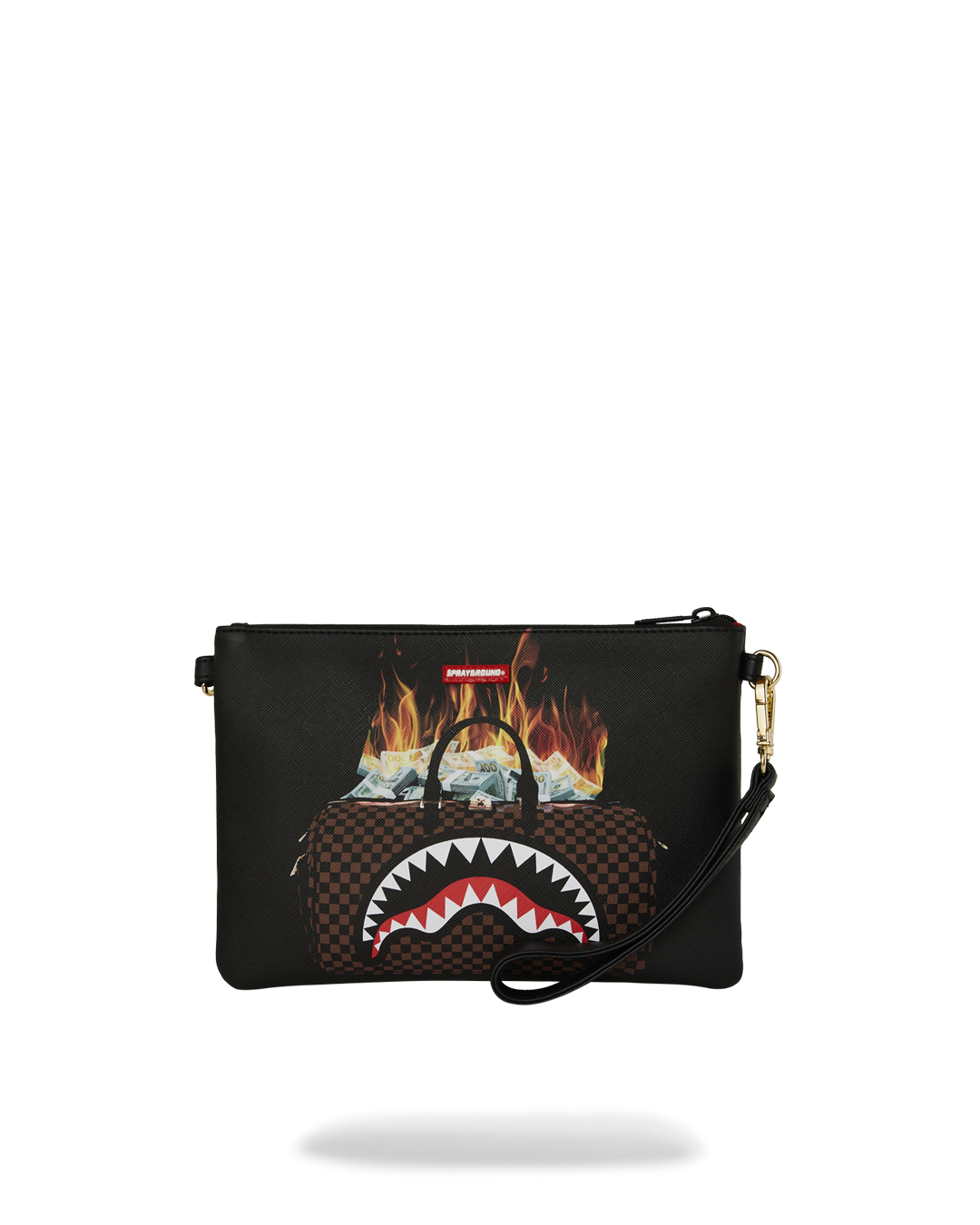SPRAYGROUND® POUCHETTE BAG OF MONEY ON FIRE CROSSOVER CLUTCH