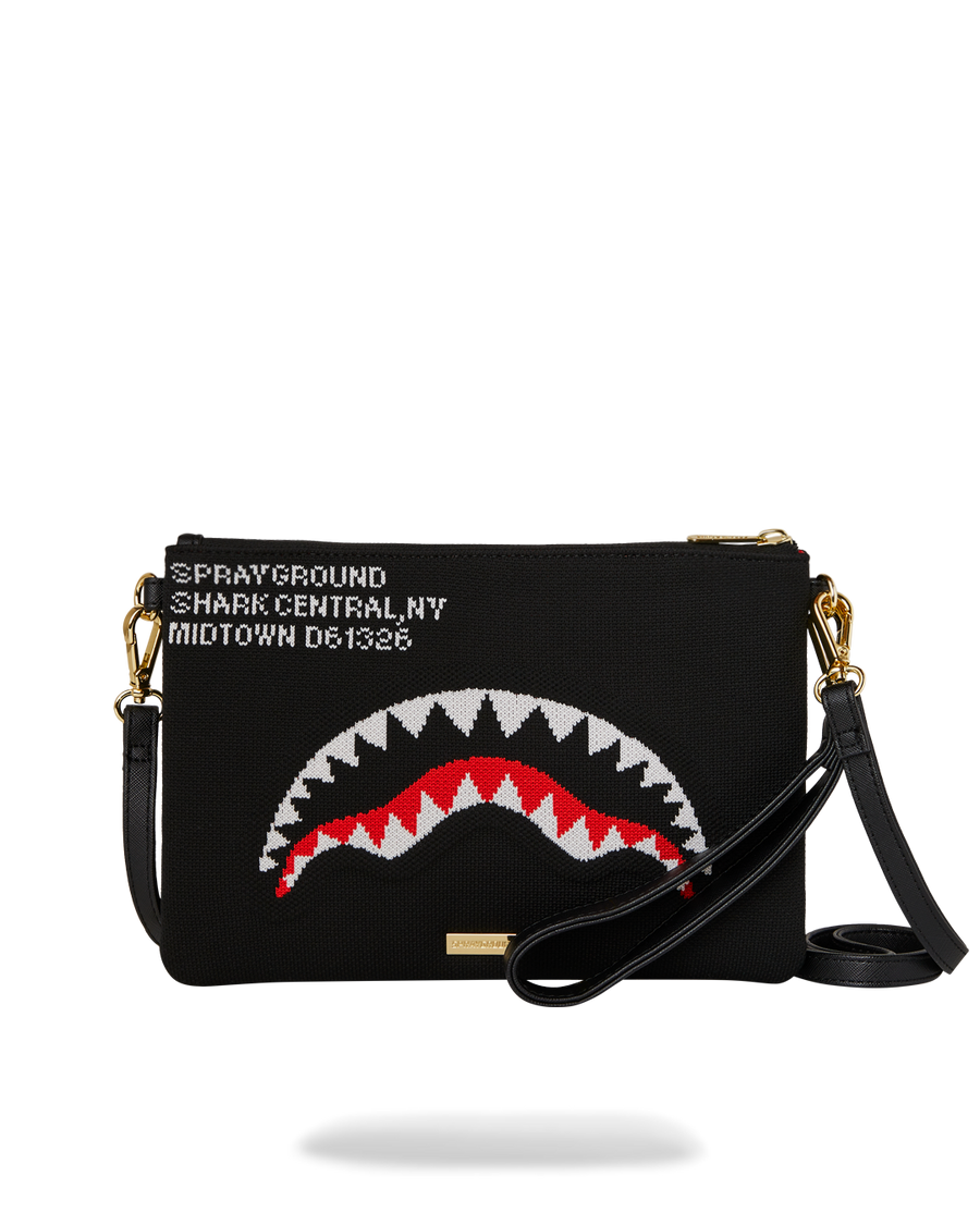 SPRAYGROUND® POUCHETTE SHARK CENTRAL KNIT CROSSOVER CLUTCH