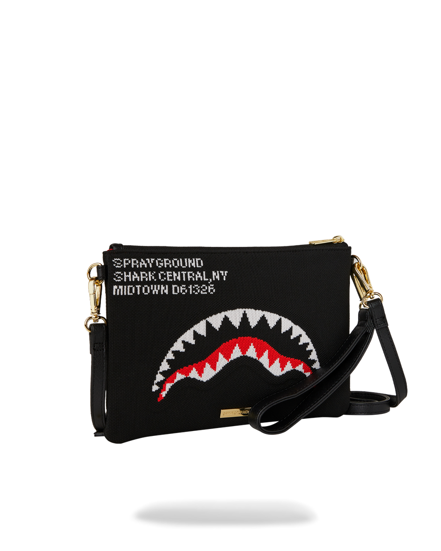 SPRAYGROUND® POUCHETTE SHARK CENTRAL KNIT CROSSOVER CLUTCH
