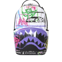 SPRAYGROUND® BACKPACK STENCIL SHARK ATTACK BLACK AND WHITE SPLIT BACKPACK