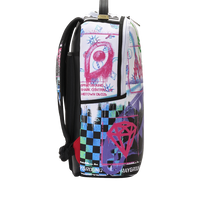 SPRAYGROUND® BACKPACK STENCIL SHARK ATTACK BLACK AND WHITE SPLIT BACKPACK