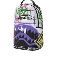SPRAYGROUND® BACKPACK STENCIL SHARK ATTACK BLACK AND WHITE SPLIT BACKPACK