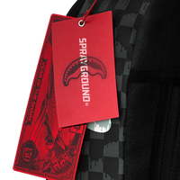 SPRAYGROUND® BACKPACK BLACK AND WHITE DRIP CHECK SHARK BACKPACK