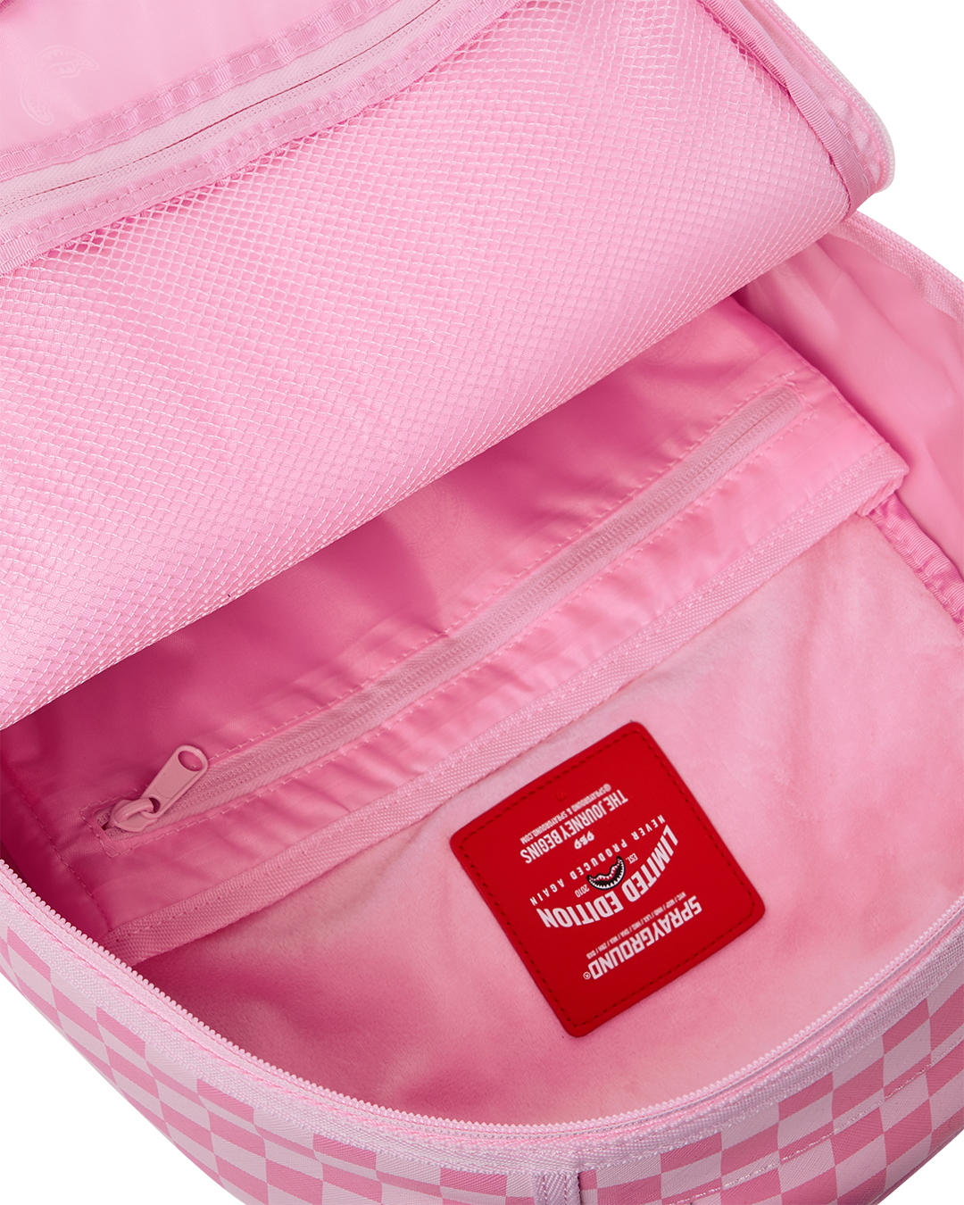 SPRAYGROUND® BACKPACK PINK SHARKS IN PARIS PATCH BACKPACK