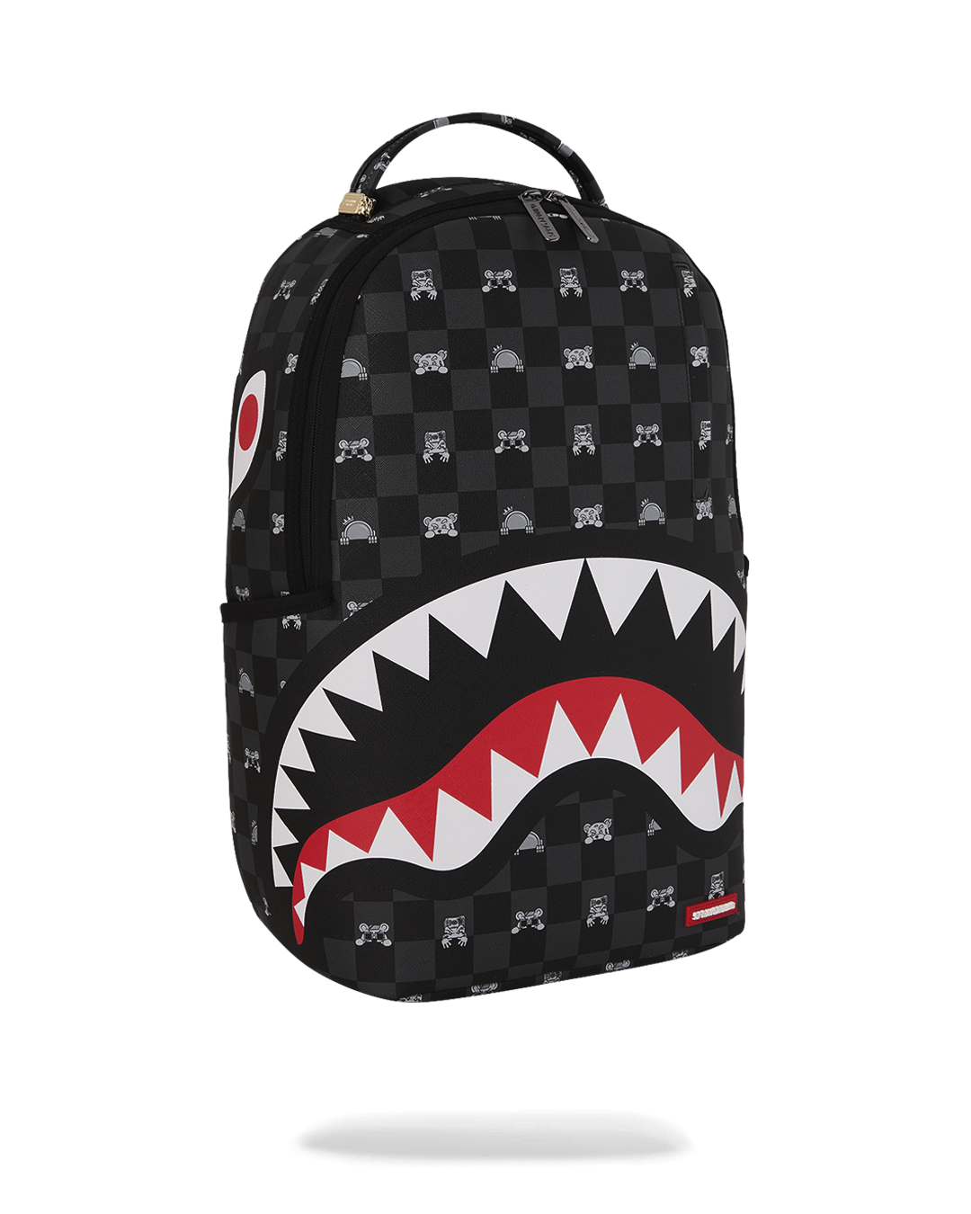 SPRAYGROUND® BACKPACK GRAY PEEKING CHARACTER CHECK BACKPACK