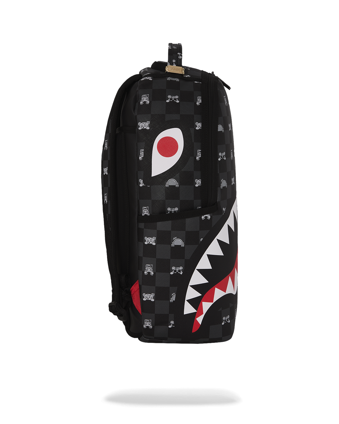 SPRAYGROUND® BACKPACK GRAY PEEKING CHARACTER CHECK BACKPACK
