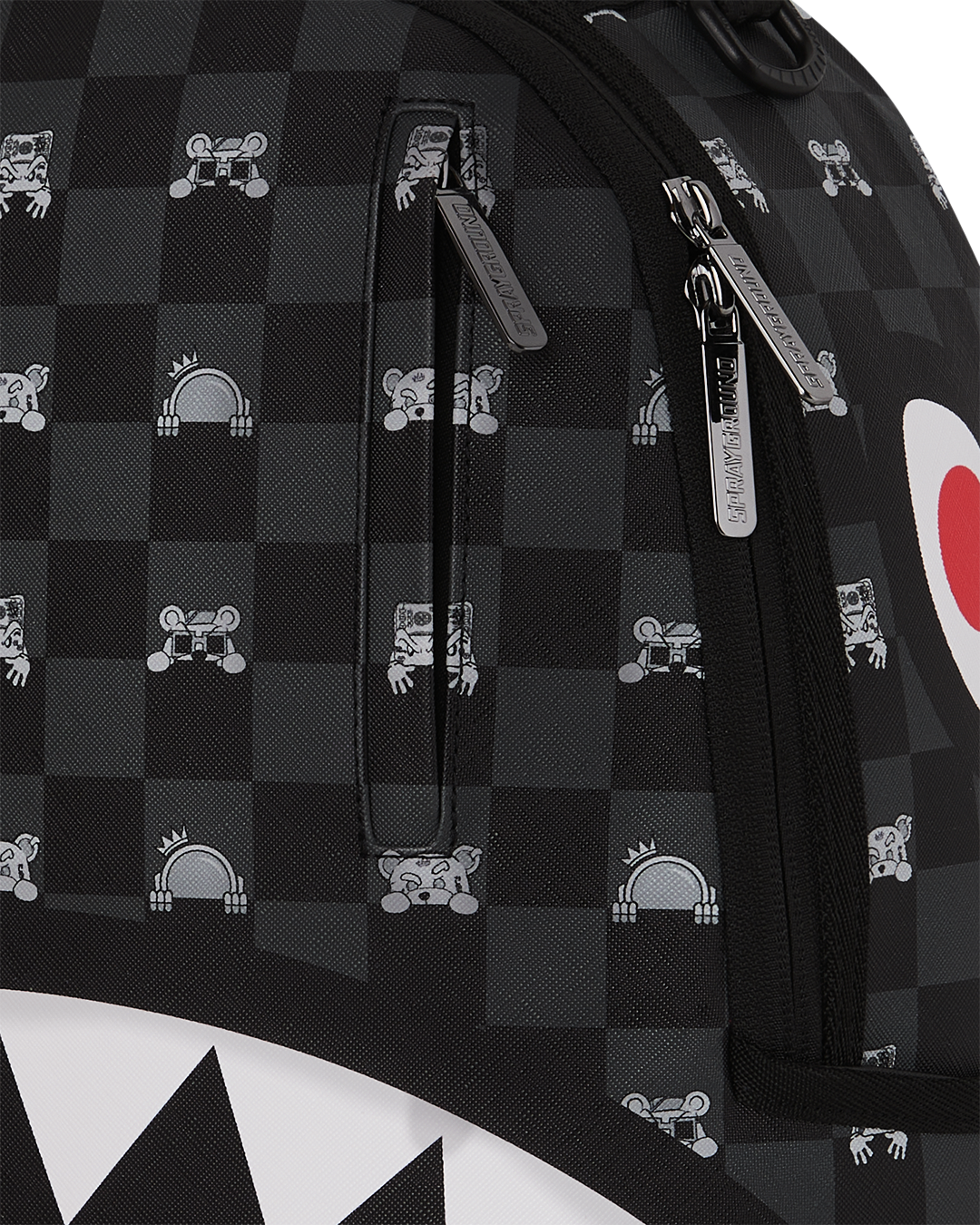 SPRAYGROUND® BACKPACK GRAY PEEKING CHARACTER CHECK BACKPACK