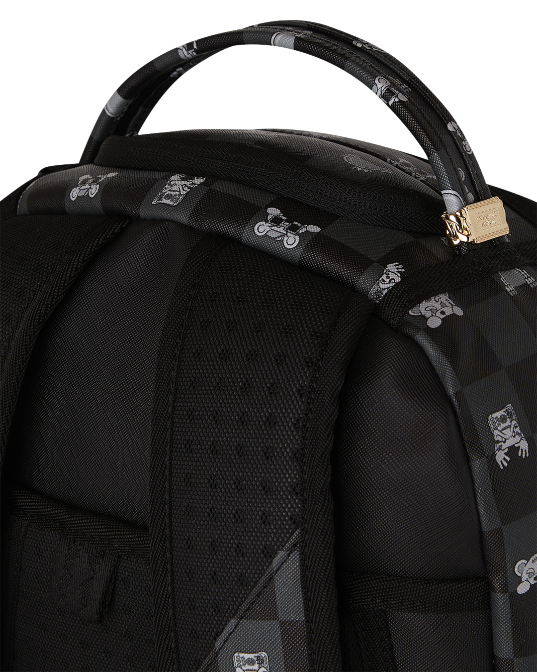 SPRAYGROUND® BACKPACK GRAY PEEKING CHARACTER CHECK BACKPACK