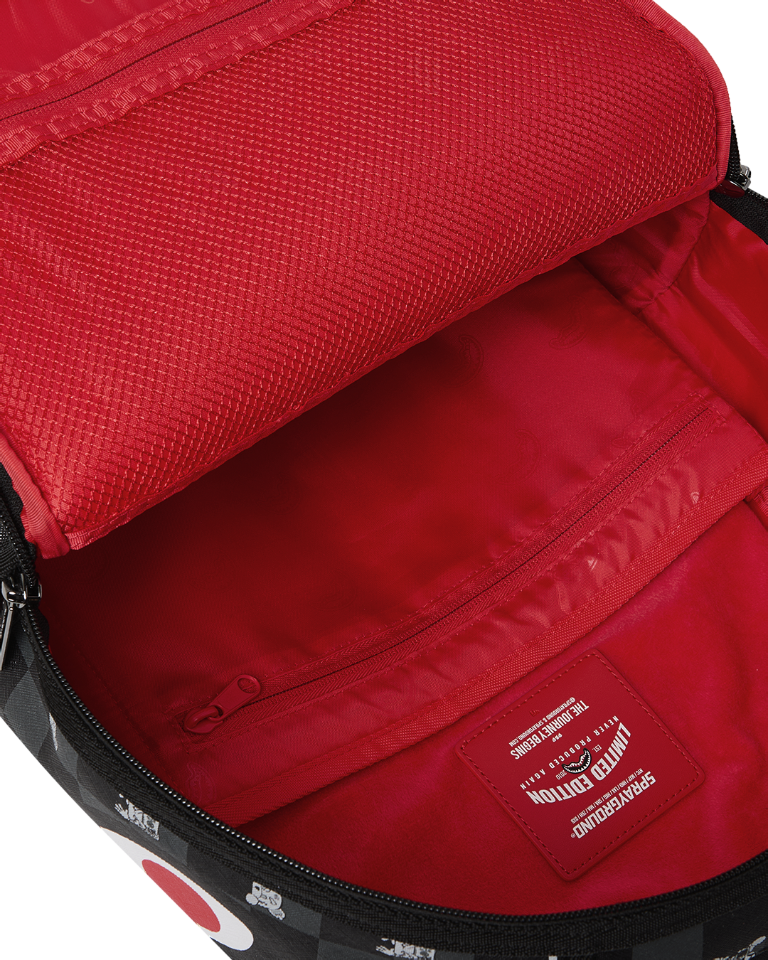 SPRAYGROUND® BACKPACK GRAY PEEKING CHARACTER CHECK BACKPACK