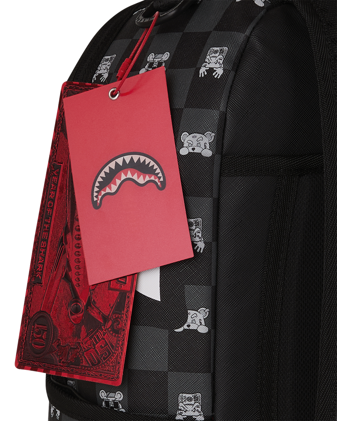 SPRAYGROUND® BACKPACK GRAY PEEKING CHARACTER CHECK BACKPACK