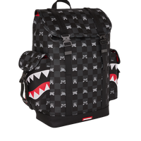 SPRAYGROUND® BACKPACK GRAY PEEKING CHARACTER CHECK MONTE CARLO BACKPACK