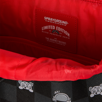 SPRAYGROUND® BACKPACK GRAY PEEKING CHARACTER CHECK MONTE CARLO BACKPACK