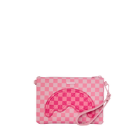 SPRAYGROUND® POUCHETTE PINK SHARKS IN PARIS PATCH CROSSOVER CLUTCH