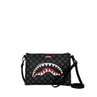 SPRAYGROUND® POUCHETTE SHARKS IN PARIS WTF BUBBLY BLACK CHECK CROSSOVER CLUTCH