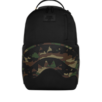 SPRAYGROUND® BACKPACK SHARK CENTRAL BLACK NYLON CAMO EMBOSSED SHARK BACKPACK
