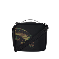 SPRAYGROUND® SNACK PACK SHARK CENTRAL BLACK NYLON CAMO EMBOSSED SHARK SNACKPACK