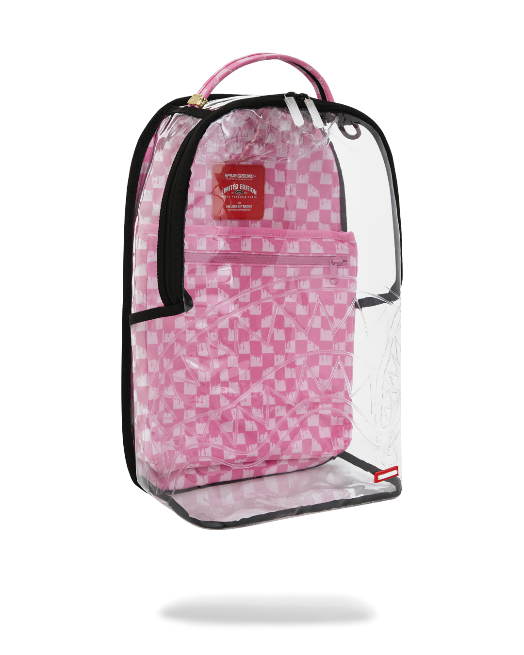 SPRAYGROUND® BACKPACK PINK CHECK CLEAR MOUTH BACKPACK