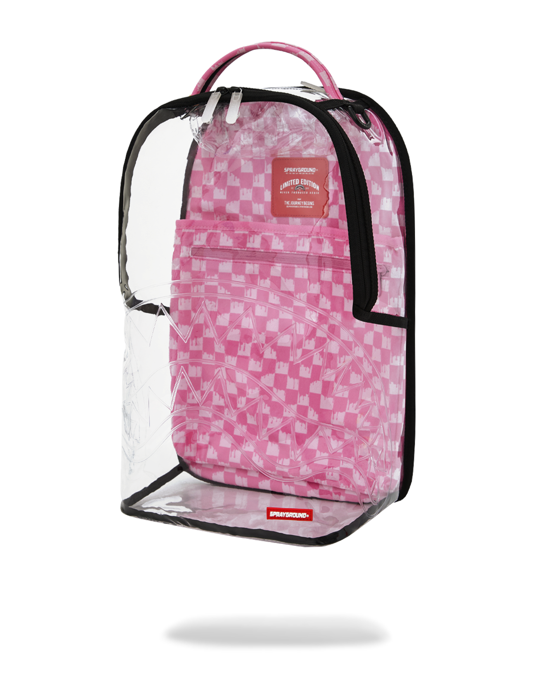SPRAYGROUND® BACKPACK PINK CHECK CLEAR MOUTH BACKPACK