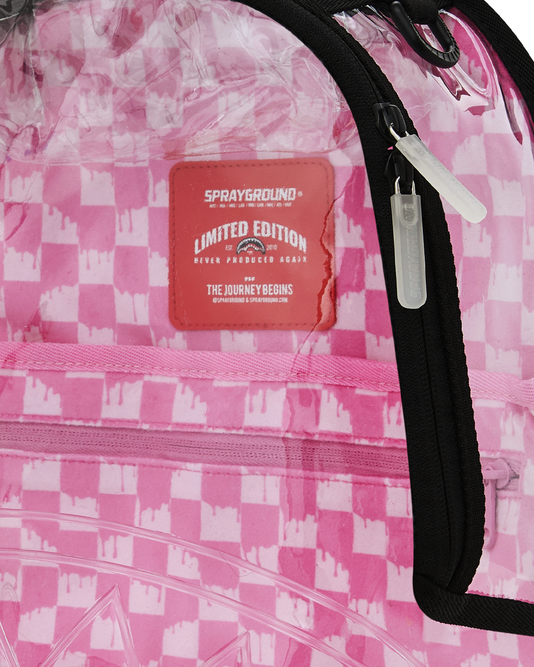 SPRAYGROUND® BACKPACK PINK CHECK CLEAR MOUTH BACKPACK