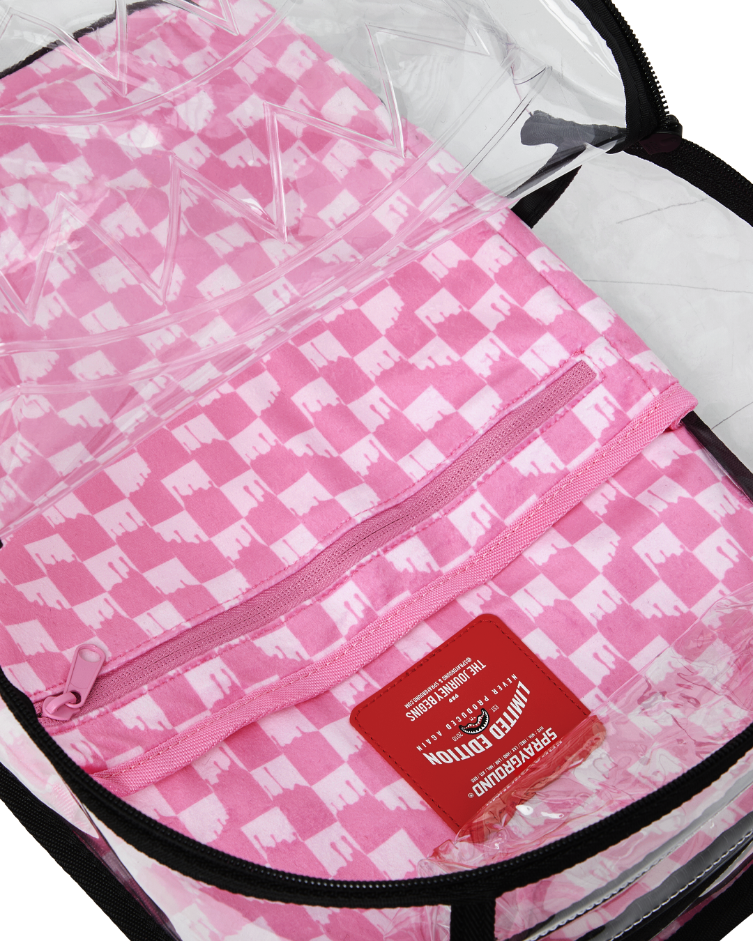 SPRAYGROUND® BACKPACK PINK CHECK CLEAR MOUTH BACKPACK
