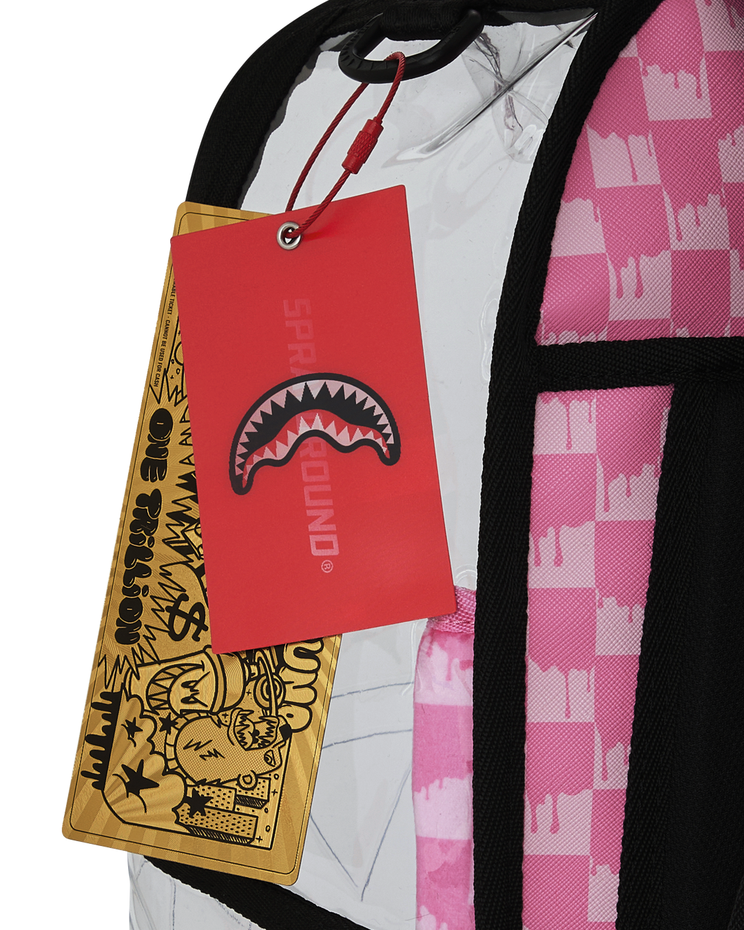SPRAYGROUND® BACKPACK PINK CHECK CLEAR MOUTH BACKPACK