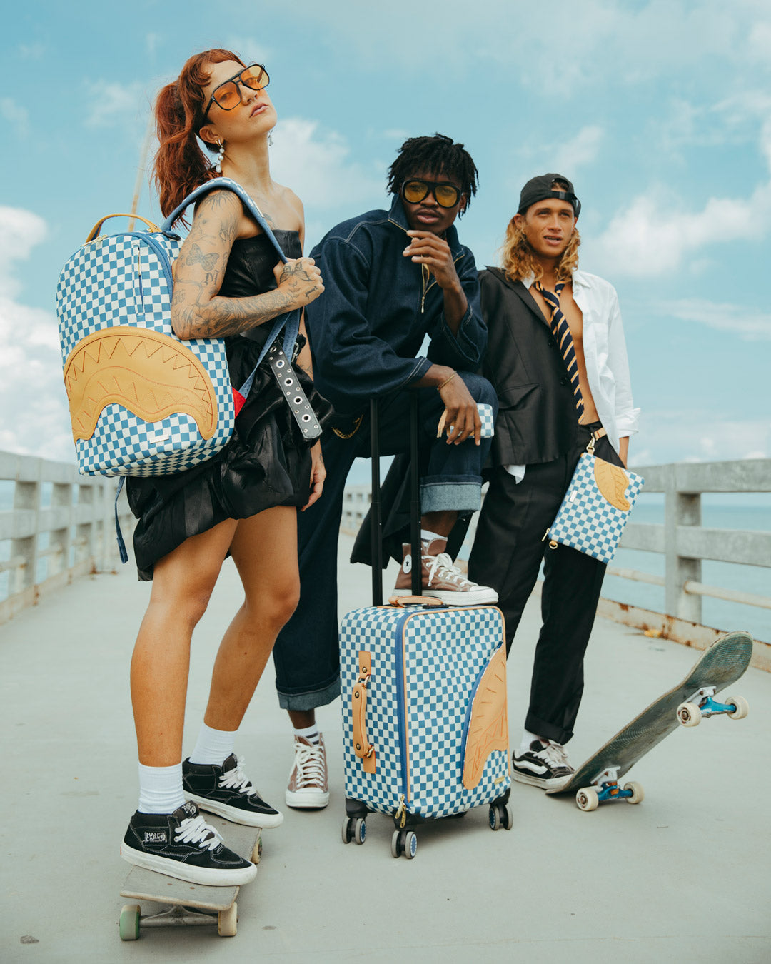 SPRAYGROUND® LUGGAGE LETTER CHECKERS SOFT CARRY-ON LUGGAGE