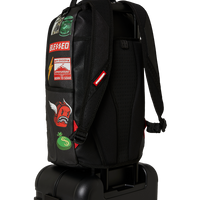 SPRAYGROUND® LUGGAGE CARGO PATCHES SHARKITECTURE CARRY-ON LUGGAGE BLACK WITH EXTRA STICKERS