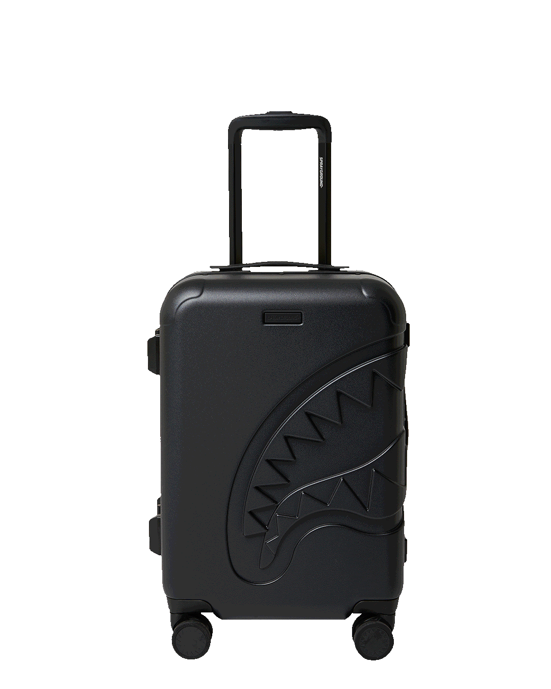 SPRAYGROUND® LUGGAGE CARGO PATCHES SHARKITECTURE CARRY-ON LUGGAGE BLACK WITH EXTRA STICKERS