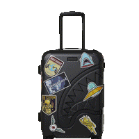 SPRAYGROUND® LUGGAGE CARGO PATCHES SHARKITECTURE CARRY-ON LUGGAGE BLACK WITH EXTRA STICKERS