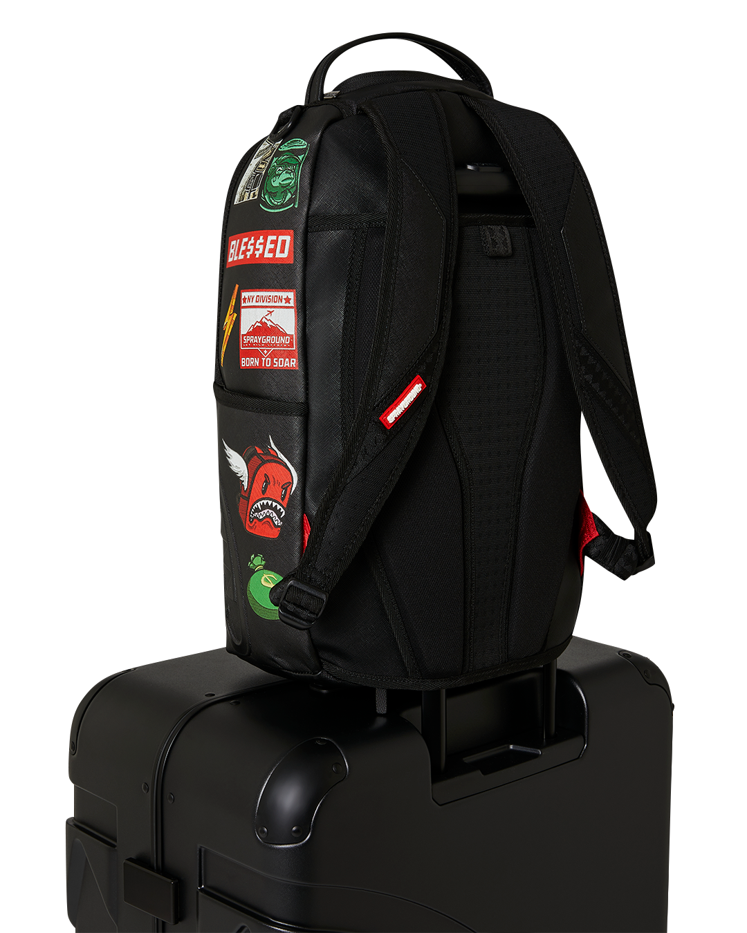 SPRAYGROUND® LUGGAGE CARGO PATCHES SHARKITECTURE FULL-SIZE LUGGAGE