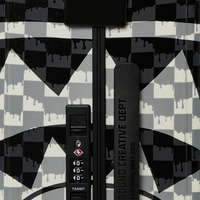 SPRAYGROUND® LUGGAGE BLACK AND WHITE DRIP CHECK SHARK CARRY-ON LUGGAGE