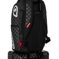 SPRAYGROUND® LUGGAGE BLACK AND WHITE DRIP CHECK SHARK CARRY-ON LUGGAGE