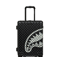 SPRAYGROUND® LUGGAGE BLACK AND WHITE DRIP CHECK SHARK CARRY-ON LUGGAGE