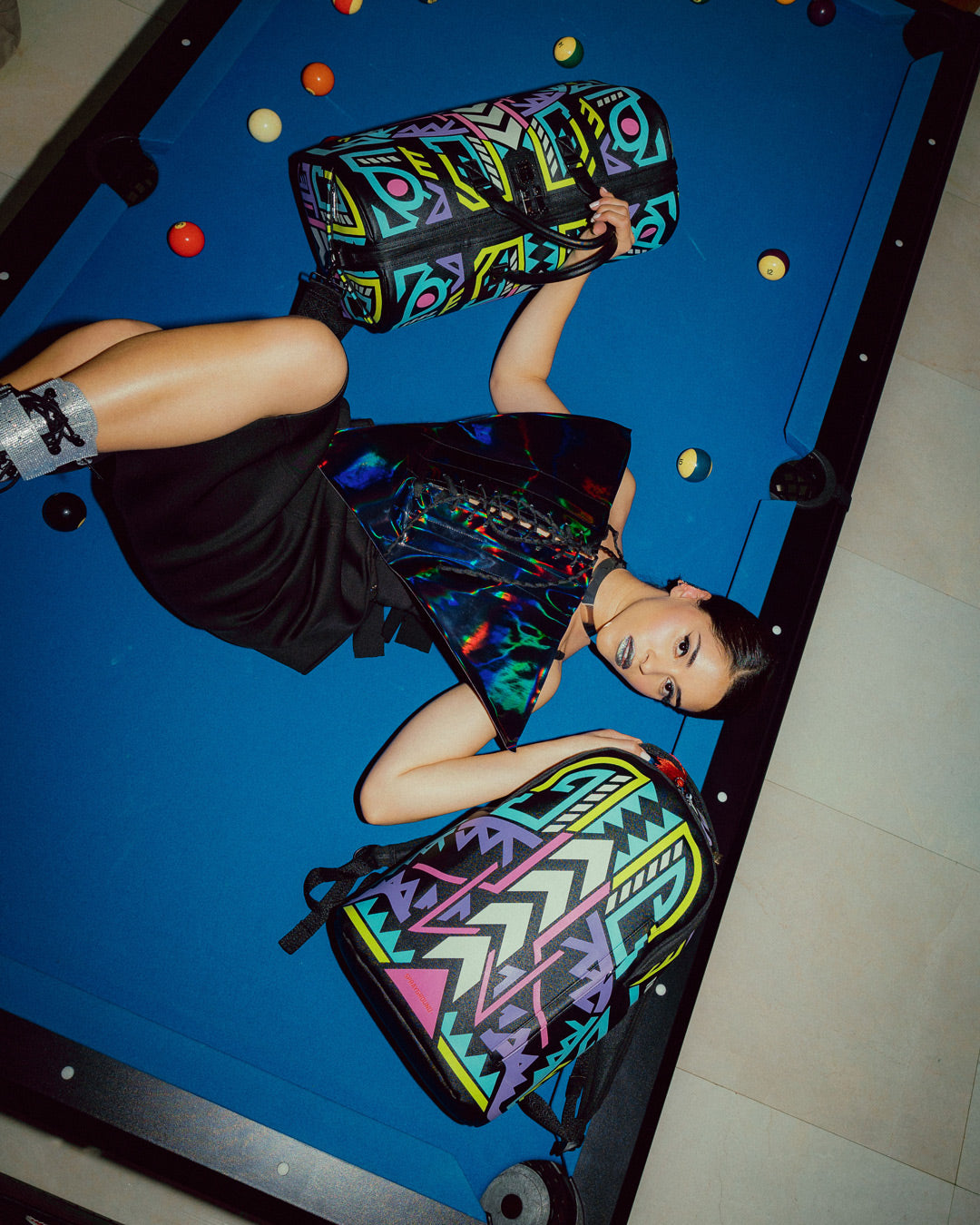 SPRAYGROUND® DUFFLE A.I. PATH TO THE FUTURE III DUFFLE - SANDFLOWER COLLAB (GLOW IN THE DARK)