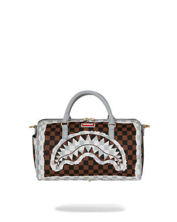 SPRAYGROUND® DUFFLE CREAM AND BROWN TEAR CHECK MINI DUFFLE