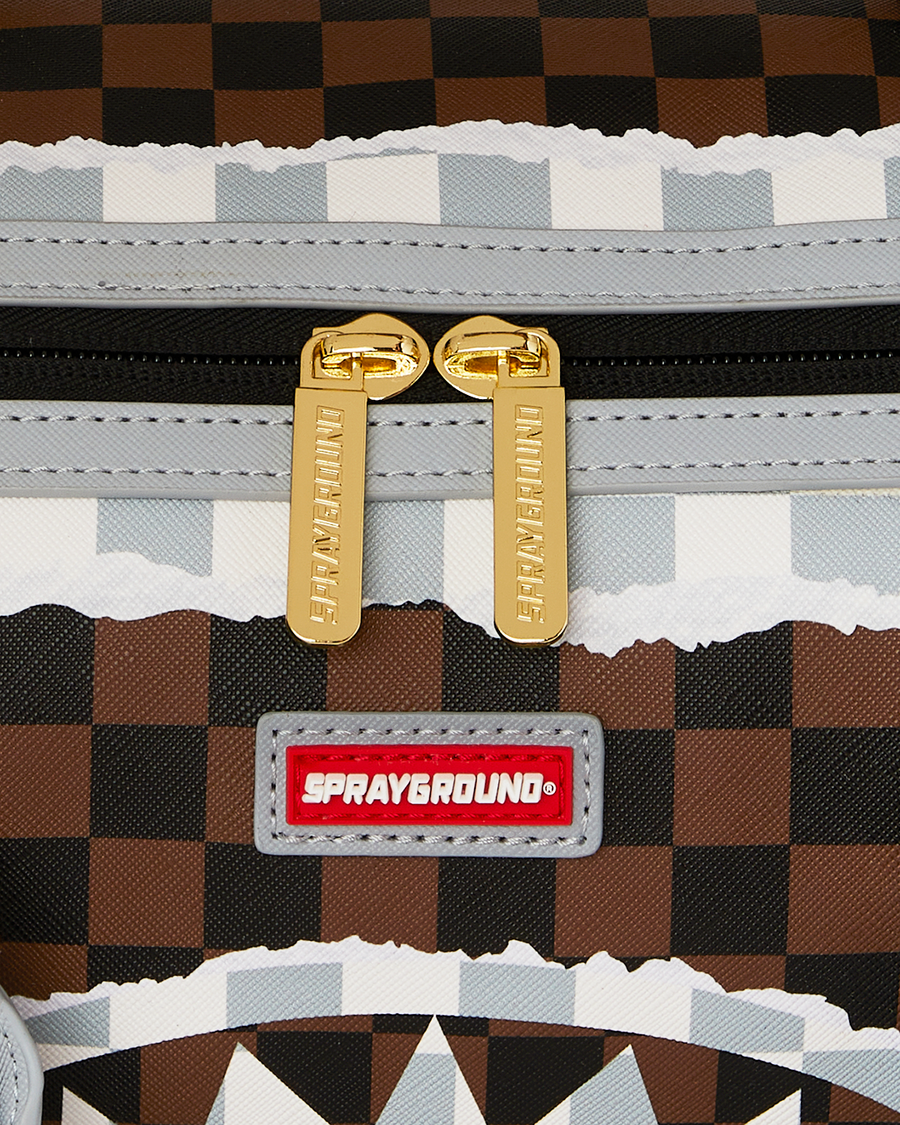 SPRAYGROUND® DUFFLE CREAM AND BROWN TEAR CHECK MINI DUFFLE